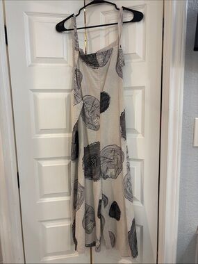 Off White & Black Patterned Strappy Jumpsuit